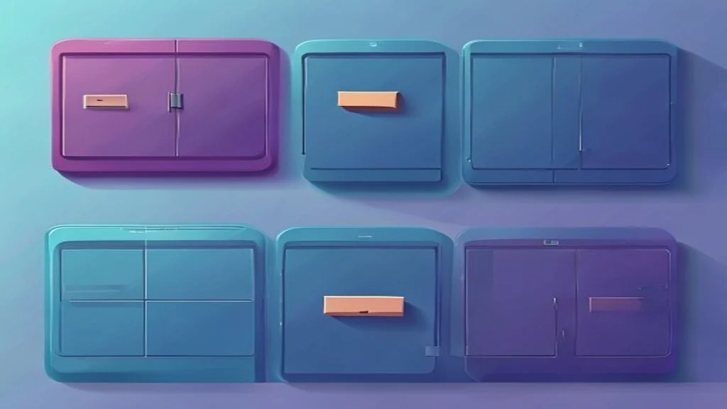 Ilustracja: ściana skrytek automatu paczkowego — dostawa w polskim sklepie internetowym